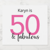50 en Fabulous Dames 50th Birthday Party Bier Etiket (Enkel label)