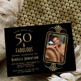 50 en Fabulous Deco Black 50ste Verjaardagsfeest Kaart