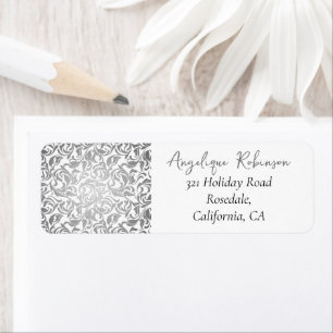 50- en Fabulous Decorative Silver Floral Pattern Etiket