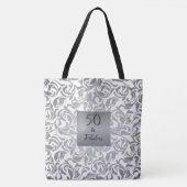 50- en Fabulous Decorative Silver Swirl Leaves Tote Bag (Voorkant)
