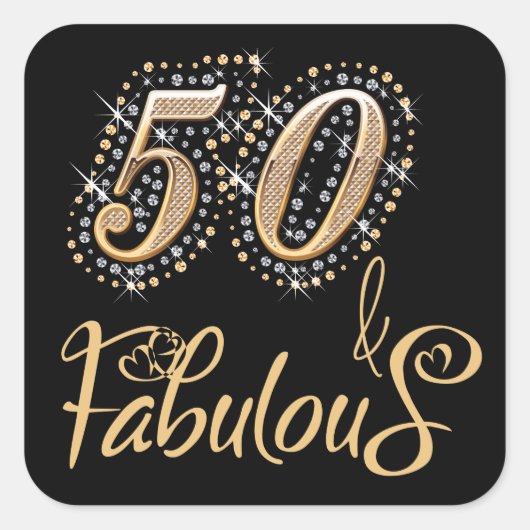 50 en Fabulous diamanten Royal Luxury design Vierkante Sticker (Voorkant)