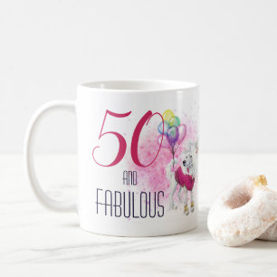 50 en Fabulous Dog Waterverf Roze koffie Mok