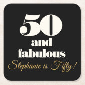 50 en Fabulous Elegant 50 verjaardag Kartonnen Onderzetters (Voorkant)