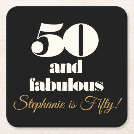 50 en Fabulous Elegant 50 verjaardag Kartonnen Onderzetters