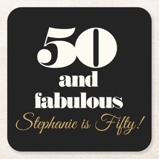 50 en Fabulous Elegant 50 verjaardag Kartonnen Onderzetters (Voorkant)