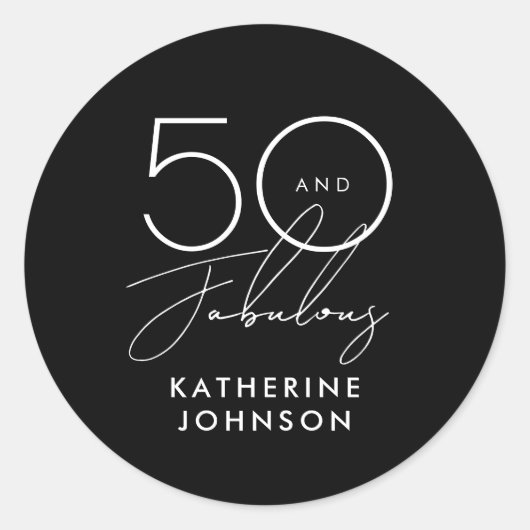 50 en Fabulous Elegant 50e Verjaardag Classic Ronde Sticker (Voorkant)
