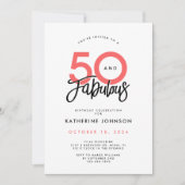 50 en Fabulous Elegant 50e Verjaardagsfeest Kaart (Voorkant)