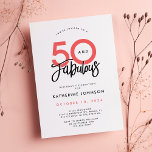 50 en Fabulous Elegant 50e Verjaardagsfeest Kaart<br><div class="desc">Introductie van onze 50 en Fabulous Elegant 50ste Verjaardag Uitnodiging! Deze uitnodiging straalt verfijning uit met zijn witte achtergrond aangevuld met elegante koraal en zwarte letters die de uitdrukking '50 and Fabulous' prachtig in een stijlvol lettertype weergeven. Aan de andere kant, ontdek een chique wit "50" patroon. Personaliseer met uw...</div>