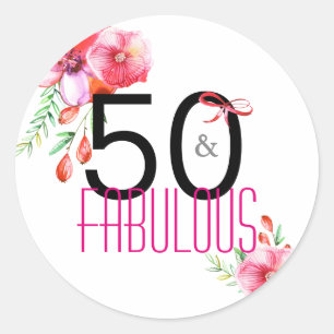 50 en Fabulous Elegant 50e Verjaardagsfeest Ronde Sticker