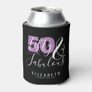 50 en Fabulous Elegant 50th Birthday Black Blikjeskoeler