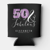 50 en Fabulous Elegant 50th Birthday Black Blikjeskoeler (Voorkant)