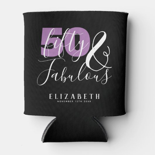 50 en Fabulous Elegant 50th Birthday Black Blikjeskoeler (Voorkant)