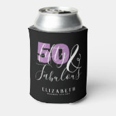 50 en Fabulous Elegant 50th Birthday Black Blikjeskoeler (Blikje Achterkant)