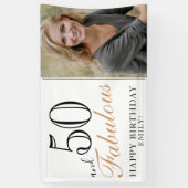 50 en Fabulous Elegant 50th Birthday Foto Spandoek (Verticaal)