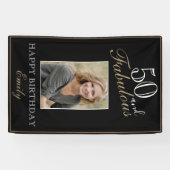 50 en Fabulous Elegant 50th Birthday Foto Spandoek (Horizontaal)