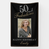 50 en Fabulous Elegant 50th Birthday Foto Spandoek (Verticaal)