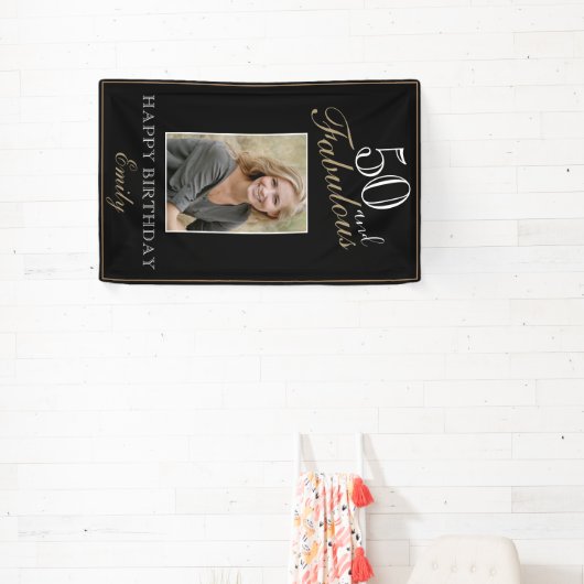 50 en Fabulous Elegant 50th Birthday Foto Spandoek (Insitu)