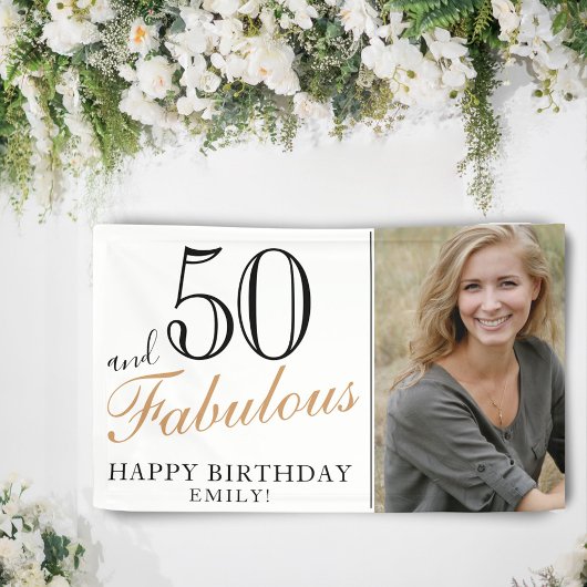 50 en Fabulous Elegant 50th Birthday Foto Spandoek
