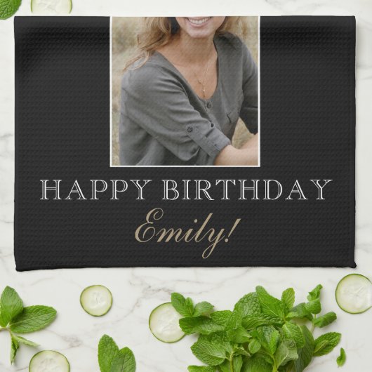 50 en Fabulous Elegant 50th Birthday Foto Theedoek (Gevouwen)