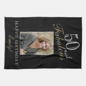 50 en Fabulous Elegant 50th Birthday Foto Theedoek (Horizontaal)