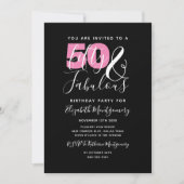 50 en Fabulous Elegant 50th Birthday Party Kaart (Voorkant)