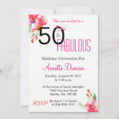 50. en Fabulous Elegant 50th Birthday Party Kaart (Voorkant)