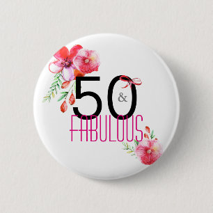 50. en Fabulous Elegant 50th Birthday Party Ronde Button 5,7 Cm