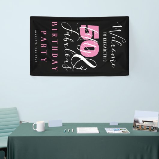 50 en Fabulous Elegant 50th Birthday Party Spandoek (Beurs)