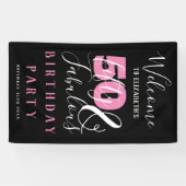 50 en Fabulous Elegant 50th Birthday Party Spandoek (Horizontaal)