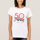 50 en Fabulous Elegant 50th Birthday T-shirt<br><div class="desc">De woorden "50 and Fabulous" worden elegant geprononceerd met trendy typografie. Voel je vrij om de kleuren eenvoudig aan te passen via het bewerkingsmenu om te passen aan uw voorkeursschema. Vier uw vijftigste verjaardag in stijl met dit gepersonaliseerde ontwerp.</div>