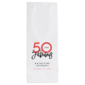 50 en Fabulous Elegant 50th Birthday Wijn Cadeautas (Achterkant)