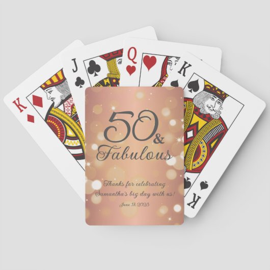 50 en Fabulous Elegant 50th Verjaardag Keepsake Pokerkaarten (Achterkant)