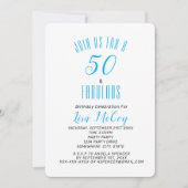 50. en Fabulous Elegant Birthday Party Invitation Kaart (Voorkant)