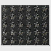 50 en Fabulous Elegant Black 50th Birthday Cadeaupapier (Vlak)