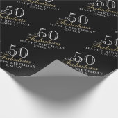 50 en Fabulous Elegant Black 50th Birthday Cadeaupapier (Hoek)