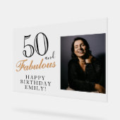 50 en Fabulous Elegant Black 50th Birthday Foto Acryl Bord (Hoek)