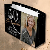 50 en Fabulous Elegant Black 50th Birthday Foto Groot Cadeauzakje