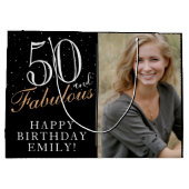 50 en Fabulous Elegant Black 50th Birthday Foto Groot Cadeauzakje (Achterkant)