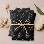 50 en Fabulous Elegant Black 50th Birthday Inpakpapier Vel<br><div class="desc">50 en Fabulous Elegant Zwart 50th Verjaardag Verpakking Papier Bladen</div>