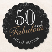 50 en Fabulous Elegant Black 50th Birthday Kartonnen Onderzetters (Voorkant)