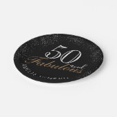 50 en Fabulous Elegant Black 50th Birthday Papieren Bordje (Gekanteld)