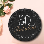 50 en Fabulous Elegant Black 50th Birthday Papieren Bordje