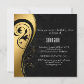 50 en Fabulous Elegant Black & Gold Birthday Kaart (Achterkant)