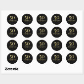50 en Fabulous Elegant Black Gold Confetti Ronde Sticker (Vel)