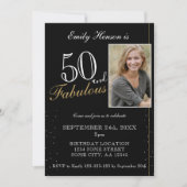 50 en Fabulous Elegant Black Photo Birthday Kaart (Voorkant)