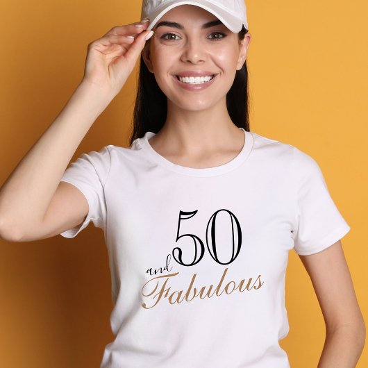 50 en Fabulous Elegant Black Script Birthday T-shirt