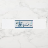 50 en Fabulous Elegant Blue Floral Waterverf Waterfles Etiket (Enkel label)