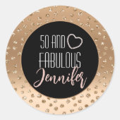50 en Fabulous Elegant Chique Blush Goud Glitter Ronde Sticker (Voorkant)