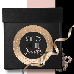 50 en Fabulous Elegant Chique Blush Goud Glitter Ronde Sticker