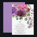 50 en Fabulous Elegant Floral 50th Birthday Kaart<br><div class="desc">50 en Fabulous Elegant Floral 50th Birthday Invitations zijn uitgerust met een stijlvolle waterverf bloem in roze,  paarse en bogundische roze roze,  met groene bloem. Voeg eenvoudig uw douanetekst voor uw vijftigste verjaardagsuitnodigingen toe. Gepersonaliseerd door de tekst in de tekstvakjes uit te geven verstrekt. Ontworpen door ©Evco Studio www.zazzle.com/store/evcostudio</div>